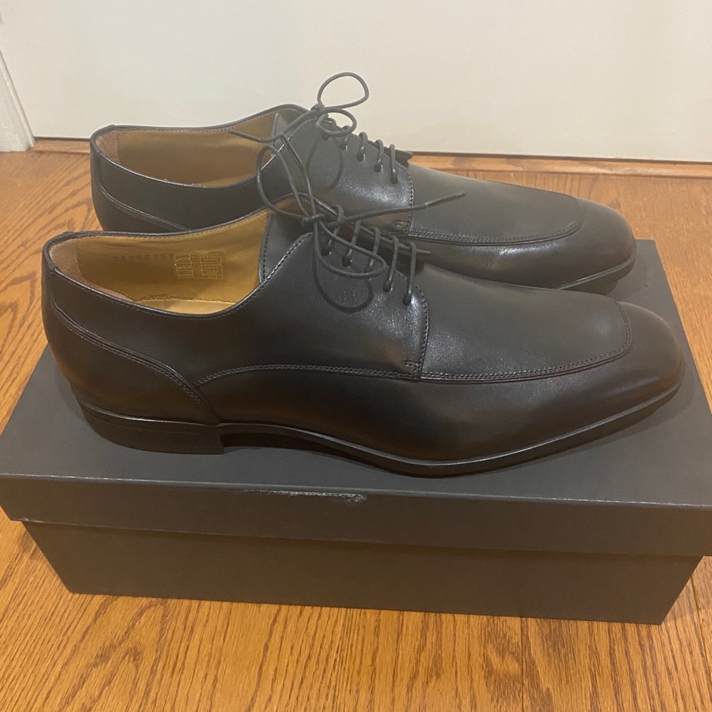 NEW IN BOX Hugo Boss Black Leather Portland Derby Dress Shoes